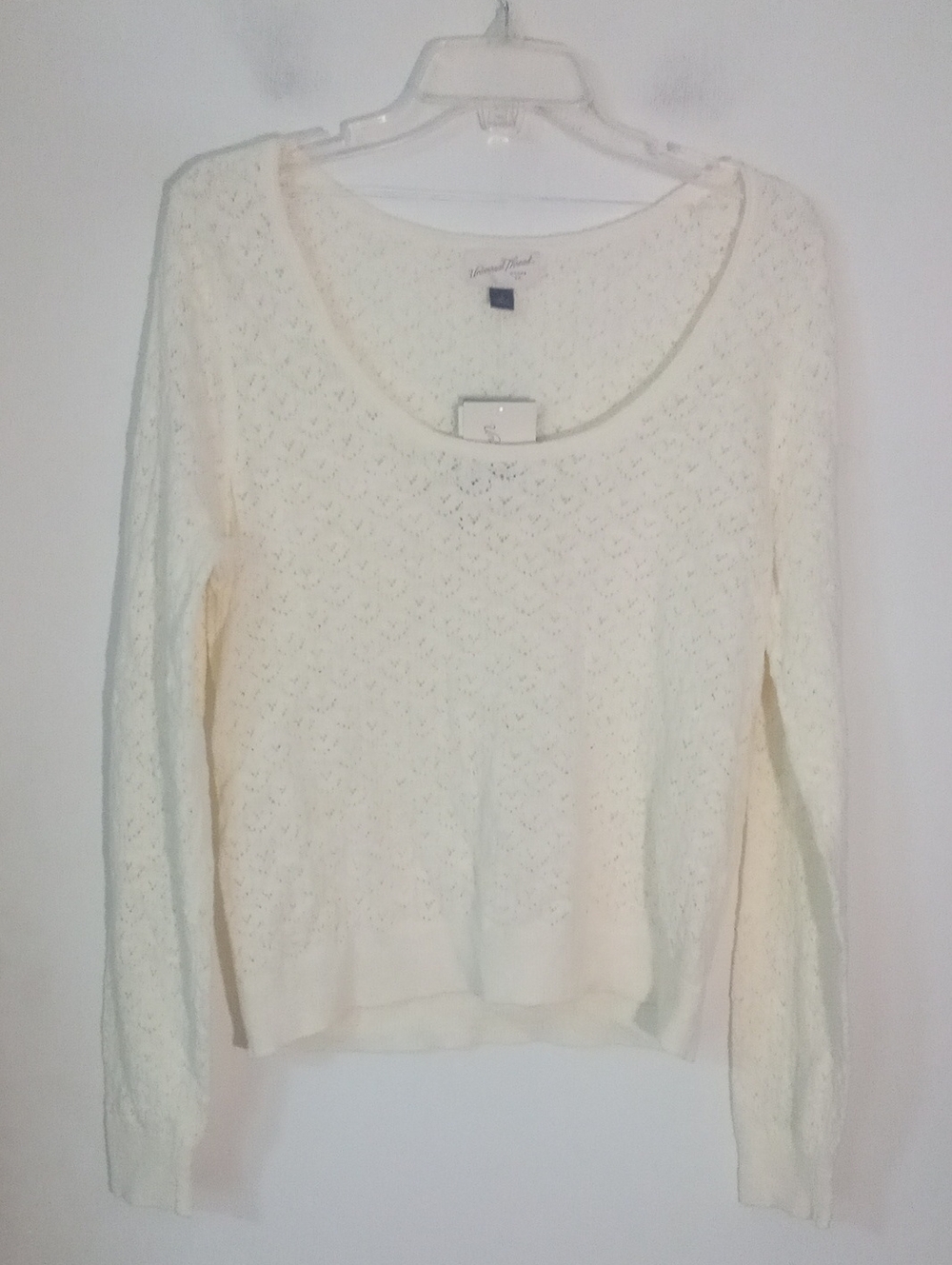 * Universal Thread Cream Open-Knit Scoop Neck Sweater Large NWT $30